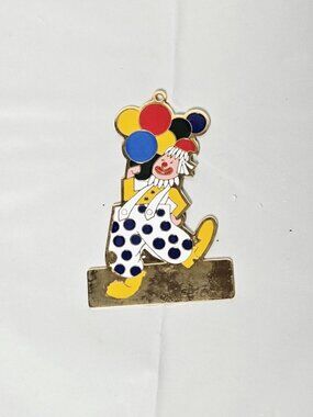 VINTAGE, "Balloon Clown - Merry Christmas," Hanging Ornament Metal